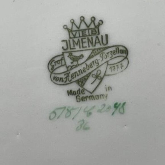 Vintage JLMeneau Graf Von Henneberg Floral & Gold Centerpiece Bowl 12" Long - Picture 5 of 16